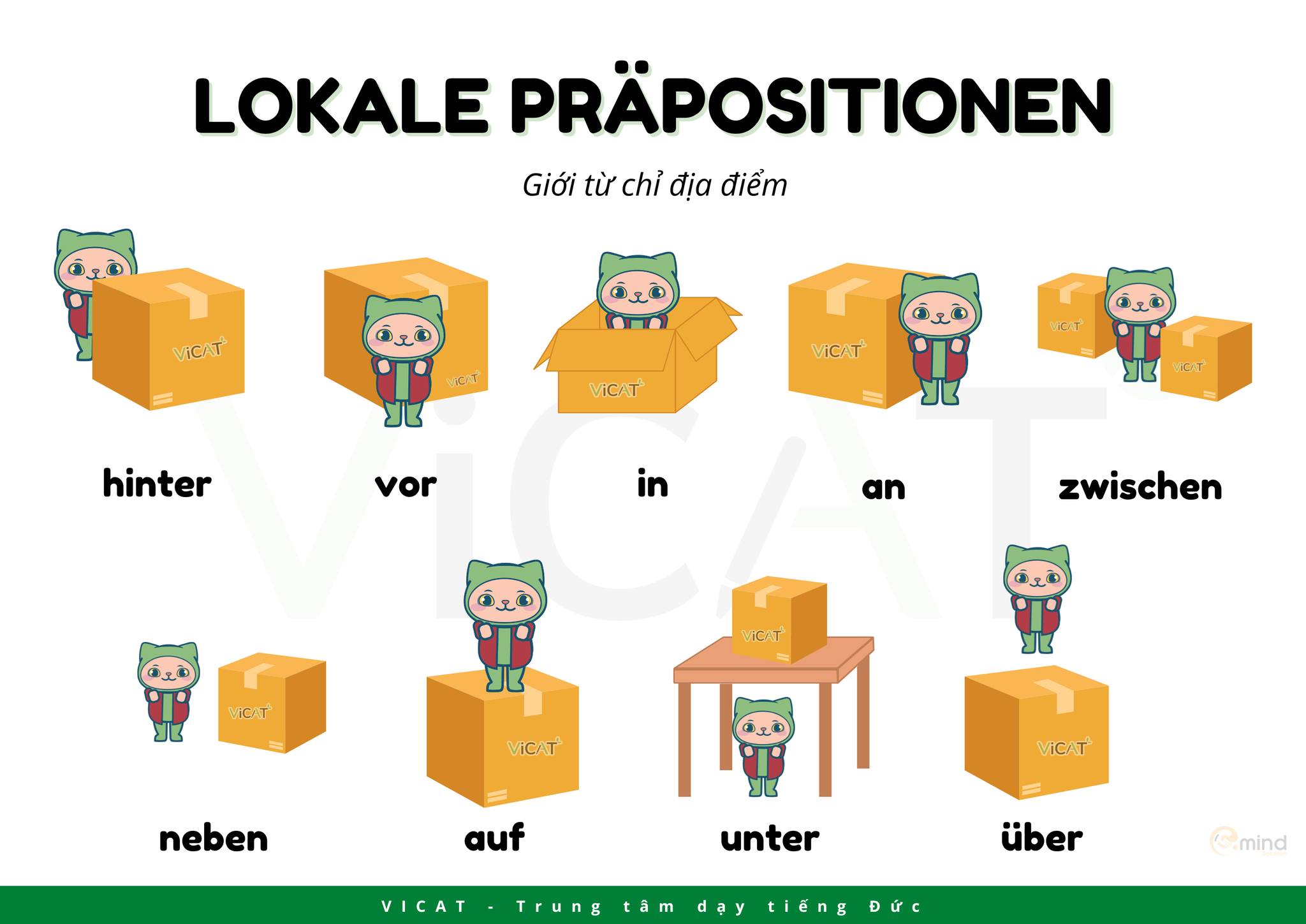 9 giới từ chỉ vị trí trong tiếng Đức (Wechselpräpositionen): Cách chia ...