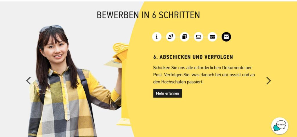 Hướng dẫn 6 bước nộp hồ sơ trên uni-assist