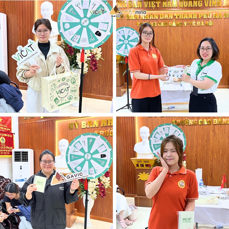 Một số sinh viên nhận quà kỷ niệm từ công ty Vicat