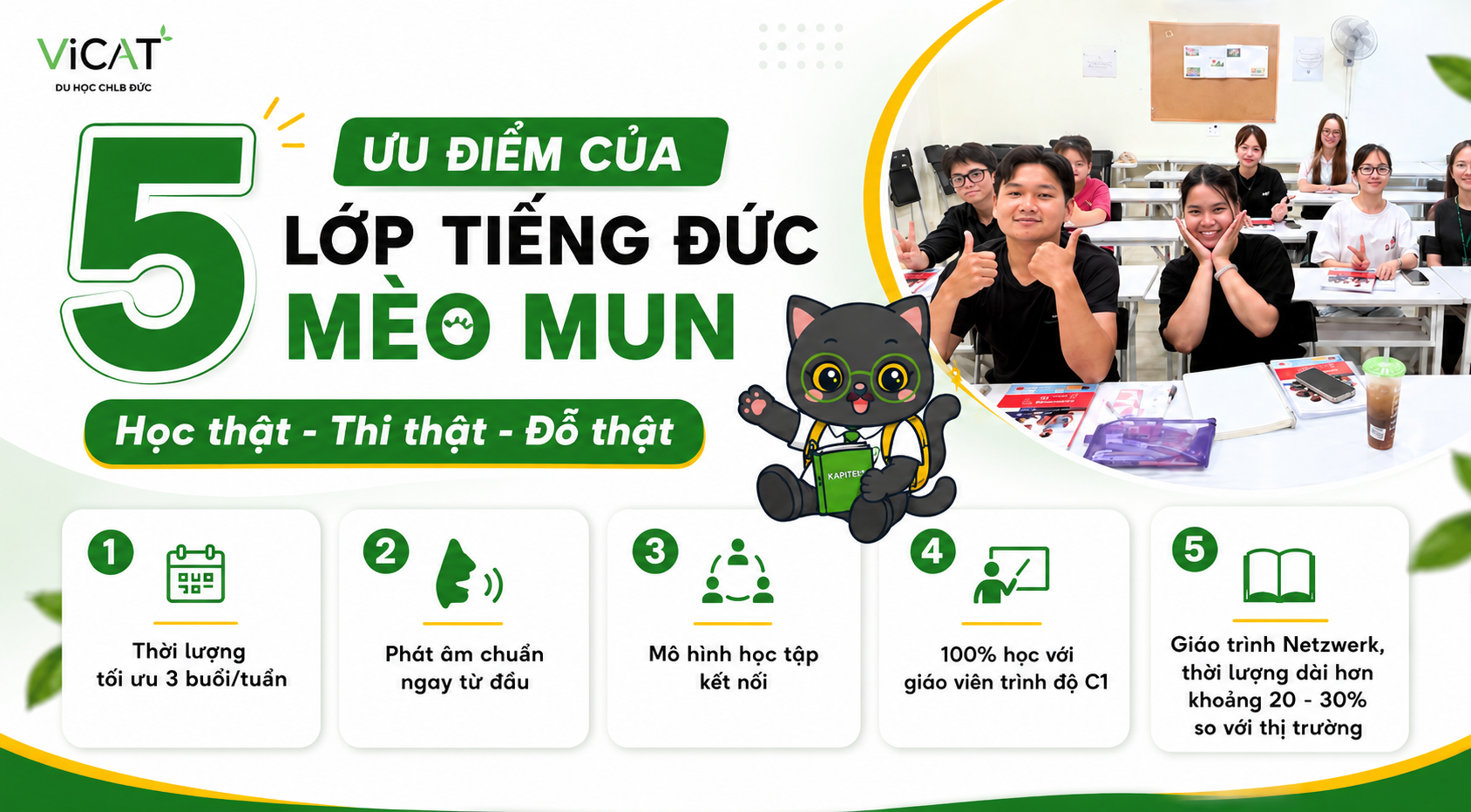 Chương trình lớp tiếng Đức offline được thiết kế riêng cho người đi làm, học sinh, sinh viên để đảm bảo học hiệu quả nhất